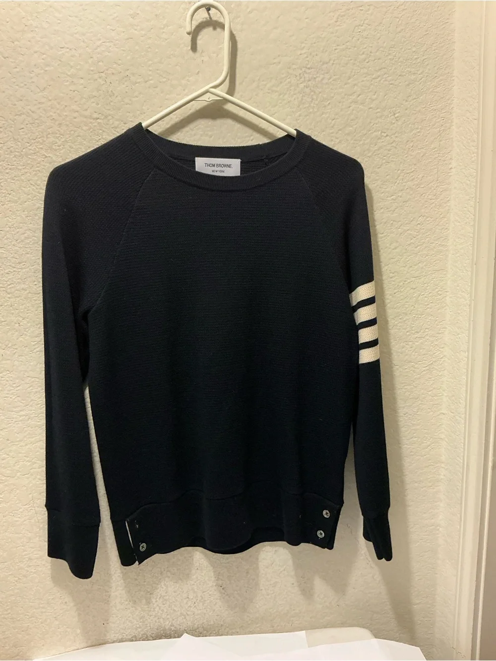 Thom Browne 4- Bar stripe Dark Navy Crewneck Knit Sweater size 40